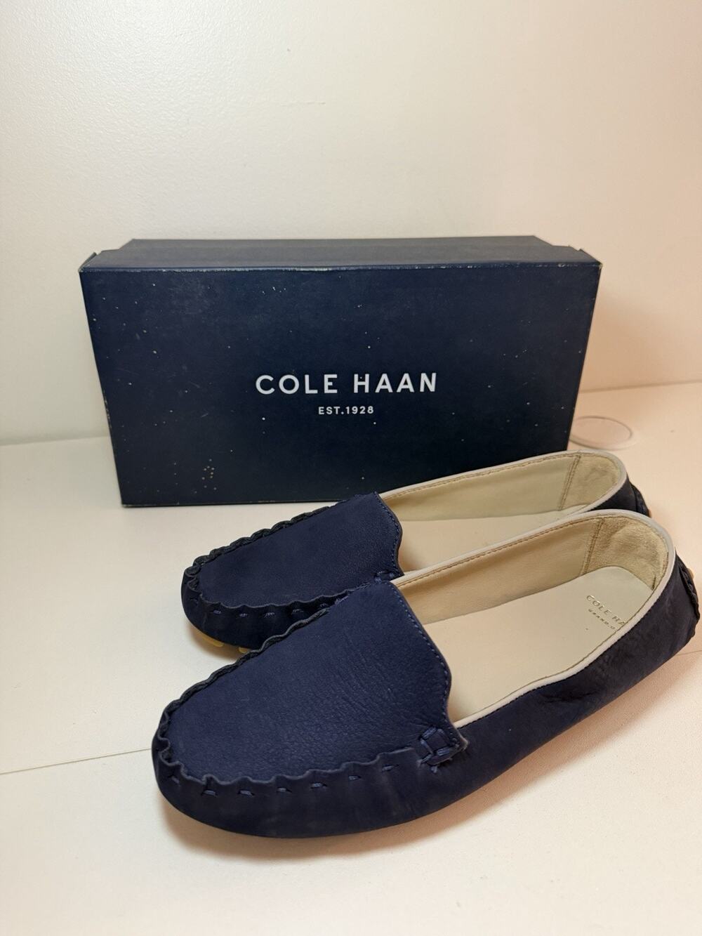 NIB Cole Haan Cary Venetian Blazer Blue Nubuck Driving Moccasin Loafer 6.5 B NEW